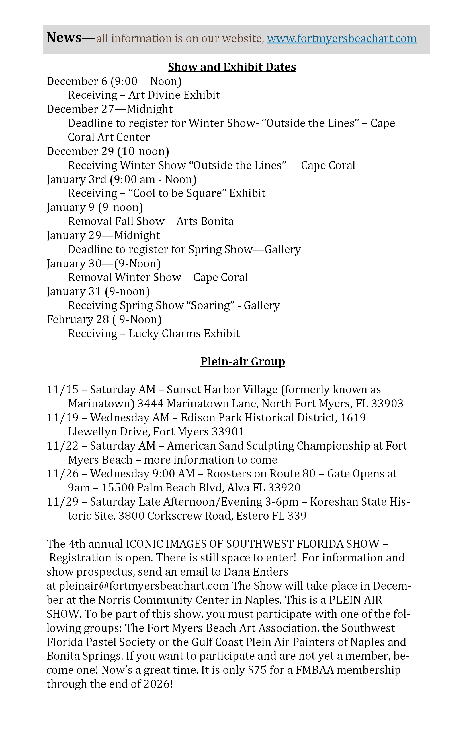 2025-2026 Fall Show "Coming Around" Program Booklet