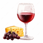wine with cheese and grapes