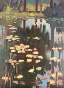 Lakes Park Waterlilies-Susi Wingenroth-Oil on panel