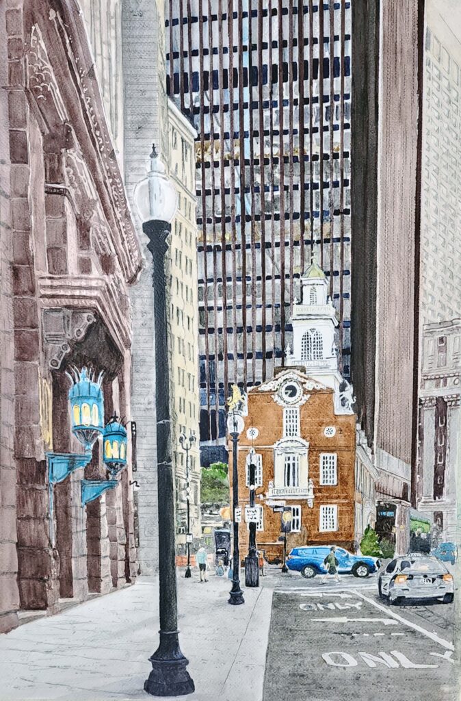 Old North Encompassed-Helen Kinkin-Watercolor-18-24-585